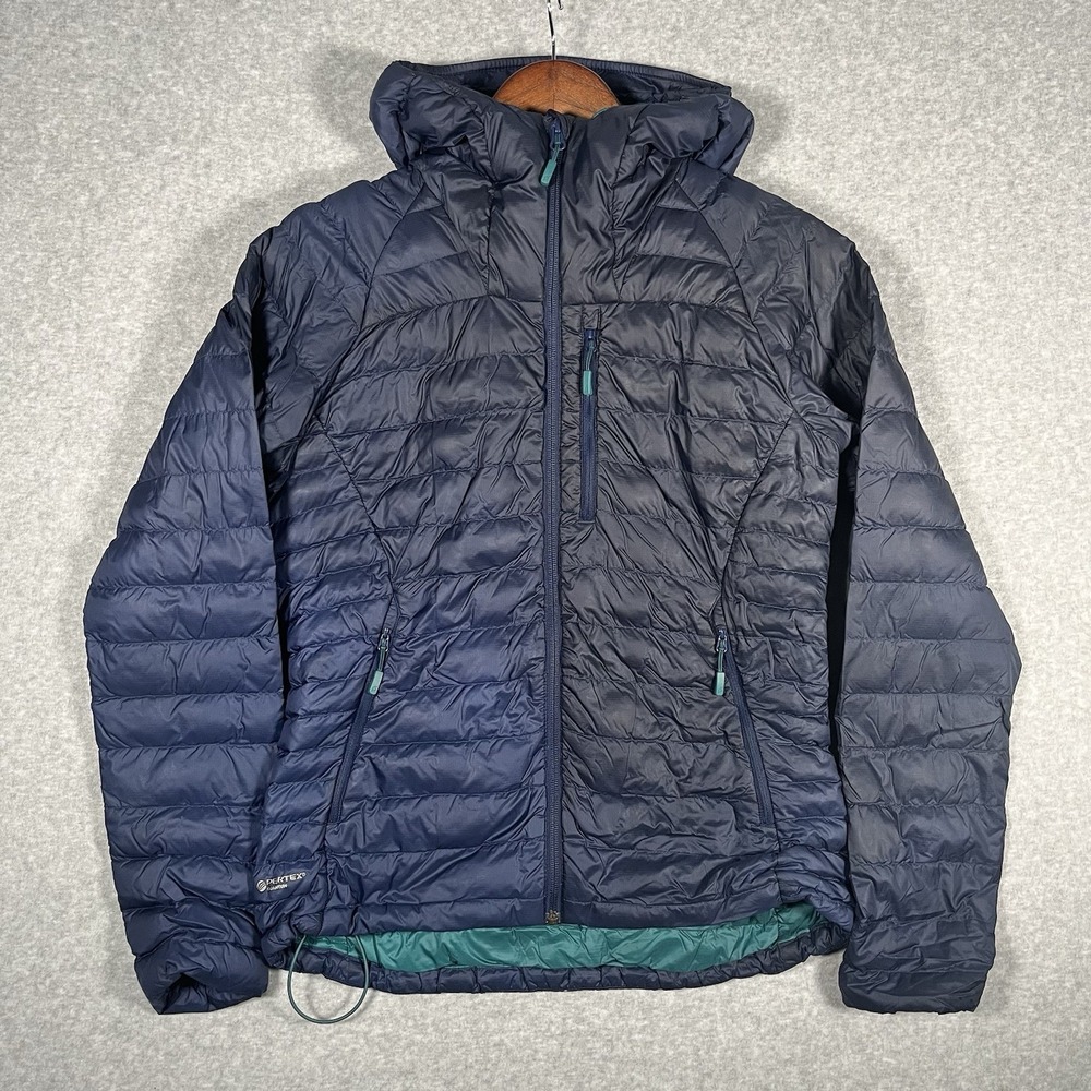 Rab Microlight Alpine Down Jacket Hoody Puffer Womens Small Pertex Quantum STAIN